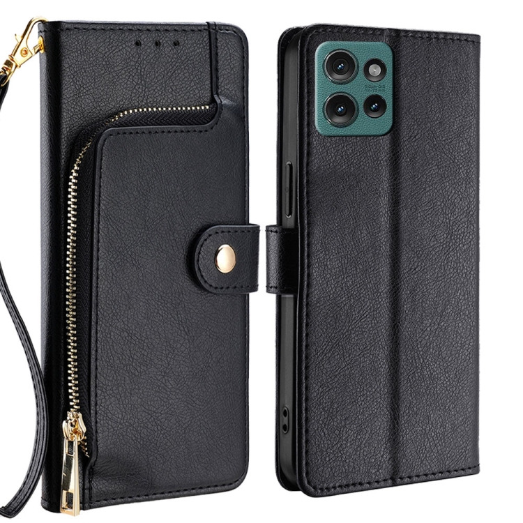 

For Motorola Edge 50 5G Zipper Bag Leather Phone Case(Black)