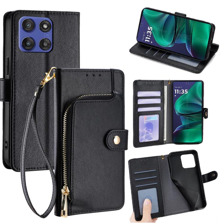 

For Motorola Moto G Stylus 5G 2025 Zipper Bag Leather Phone Case(Black)
