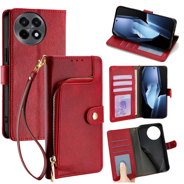 

For OnePlus Ace 5 / 5 Pro Zipper Bag Leather Phone Case(Red)