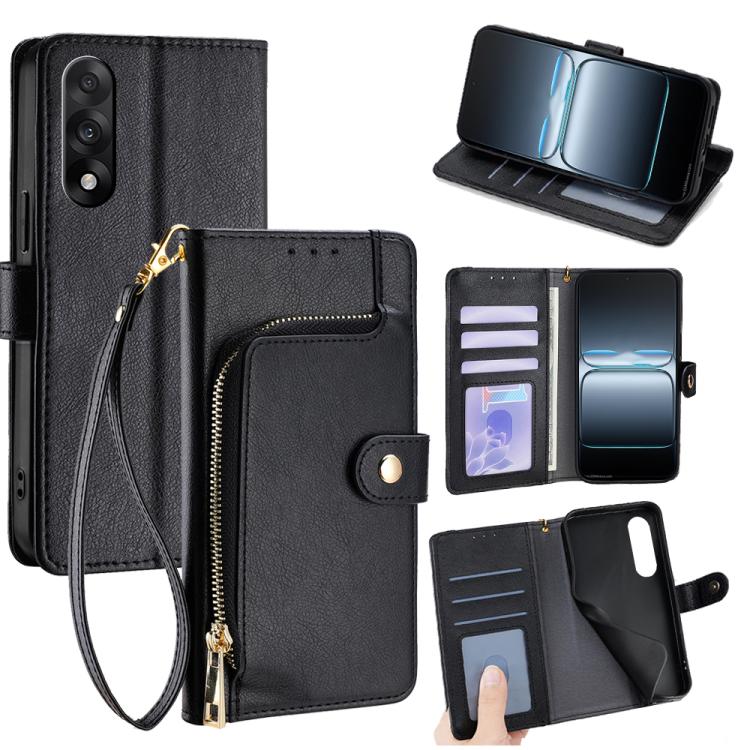 

For OnePlus Ace 5 Ultra / Nord 5 Zipper Bag Leather Phone Case(Black)