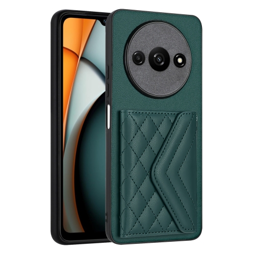 

For Xiaomi Redmi A3 4G Rhombic Texture Card Bag RFID Phone Case(Green)
