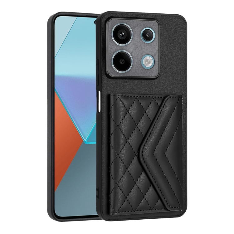 

For Xiaomi Redmi Note 13 5G Global Rhombic Texture Card Bag RFID Phone Case(Black)