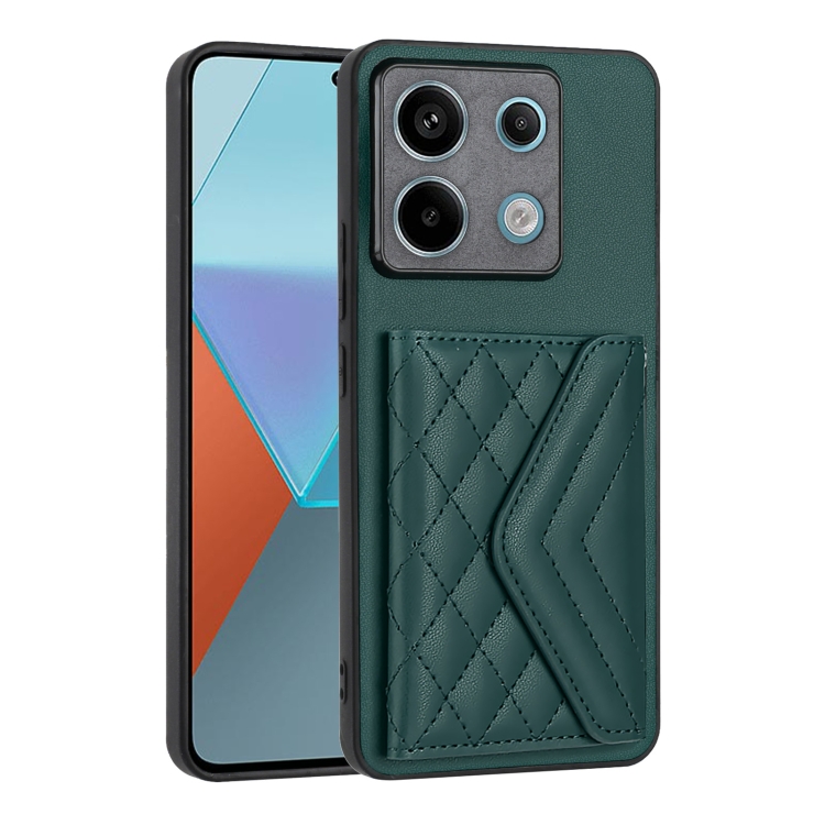 

For Xiaomi Redmi Note 13 Pro 5G Global Rhombic Texture Card Bag RFID Phone Case(Green)