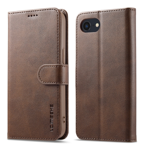 LC.IMEEKE Calf Texture Horizontal Flip Leather Case For iPhone SE 2024(Brown) for iphone 15 plus suteni h16 litchi texture leather detachable wallet back phone case khaki