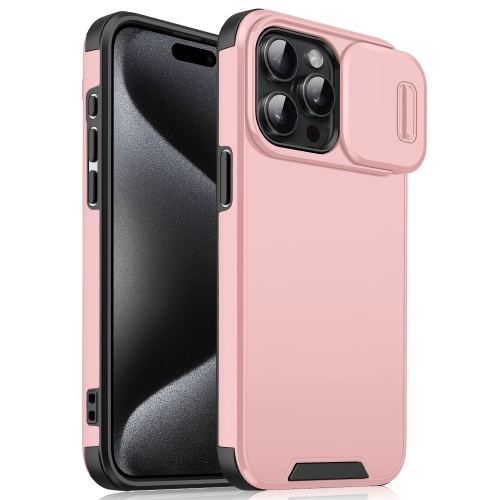 

For iPhone 15 Pro Max Sliding Camshield TPU + PC Phone Case(Pink)