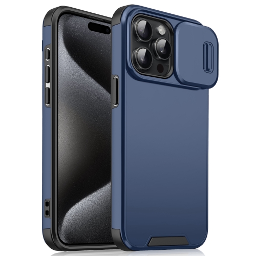 

For iPhone 15 Pro Sliding Camshield TPU + PC Phone Case(Blue)