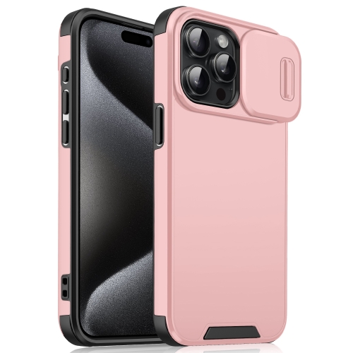 

For iPhone 15 Pro Sliding Camshield TPU + PC Phone Case(Pink)