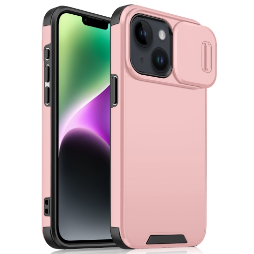 

For iPhone 15 Plus / 14 Plus Sliding Camshield TPU + PC Phone Case(Pink)