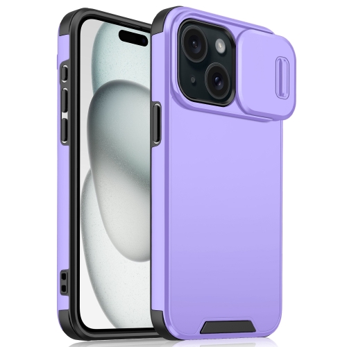 

For iPhone 15 Sliding Camshield TPU + PC Phone Case(Purple)