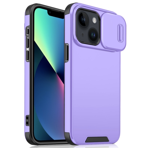 

For iPhone 14 / 13 Sliding Camshield TPU + PC Phone Case(Purple)