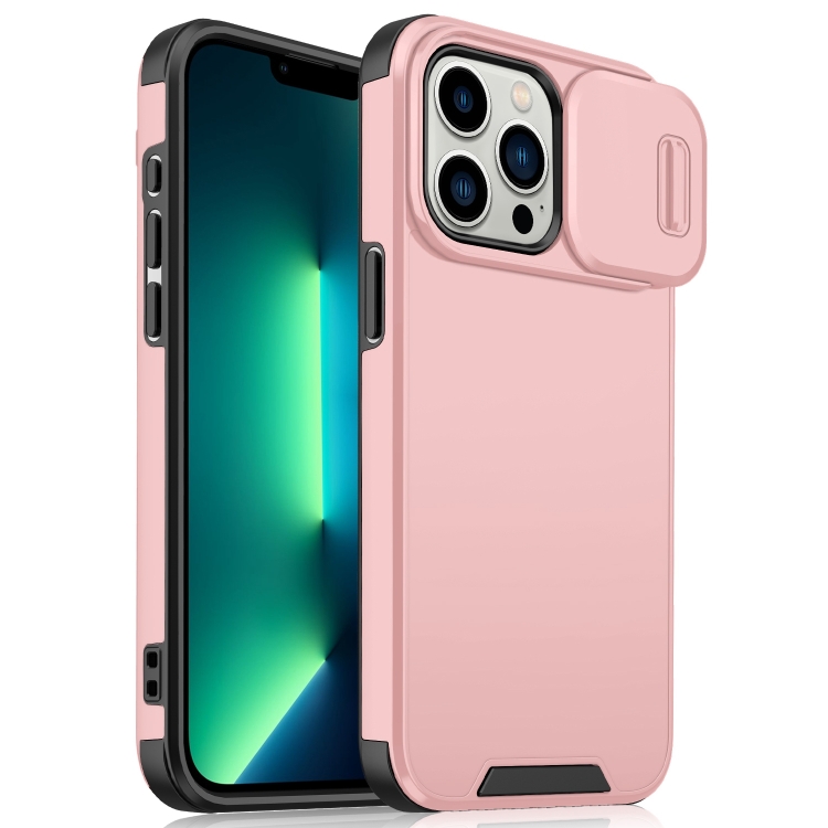 

For iPhone 13 Pro Max Sliding Camshield TPU + PC Phone Case(Pink)