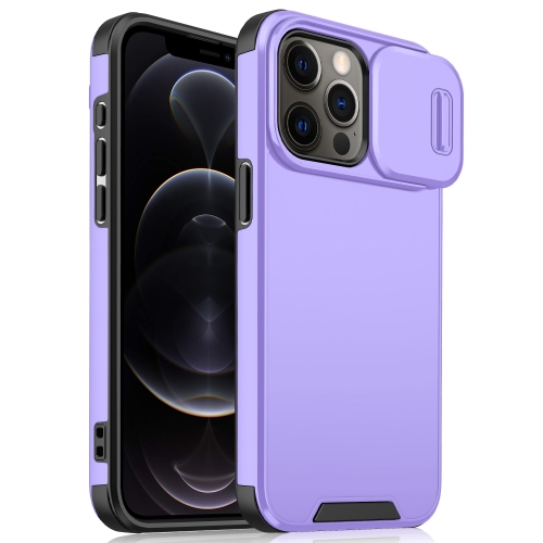 

For iPhone 12 Pro Max Sliding Camshield TPU + PC Phone Case(Purple)