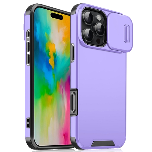 

For iPhone 16 Pro Sliding Camshield TPU + PC Phone Case(Purple)