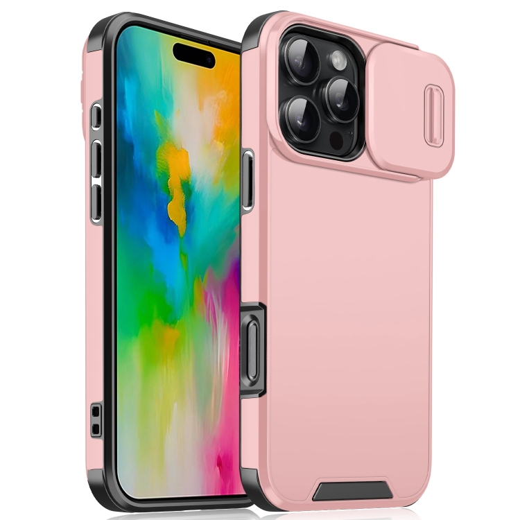 

For iPhone 16 Pro Sliding Camshield TPU + PC Phone Case(Pink)