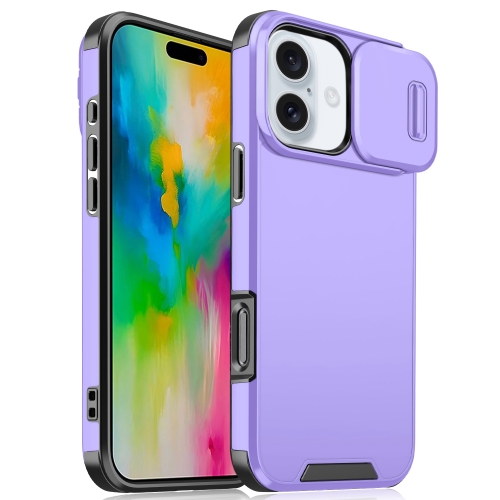 

For iPhone 16 Sliding Camshield TPU + PC Phone Case(Purple)