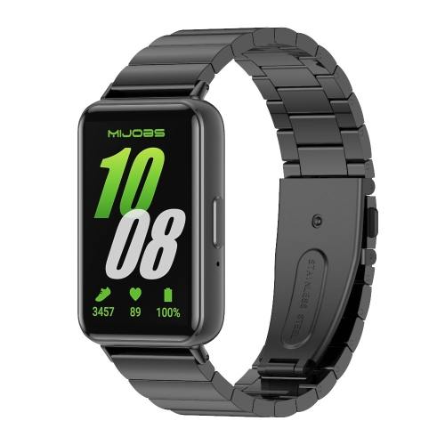 

For Samsung Galaxy Fit 3 Mijobs Bamboo Metal Watch Band(Black)