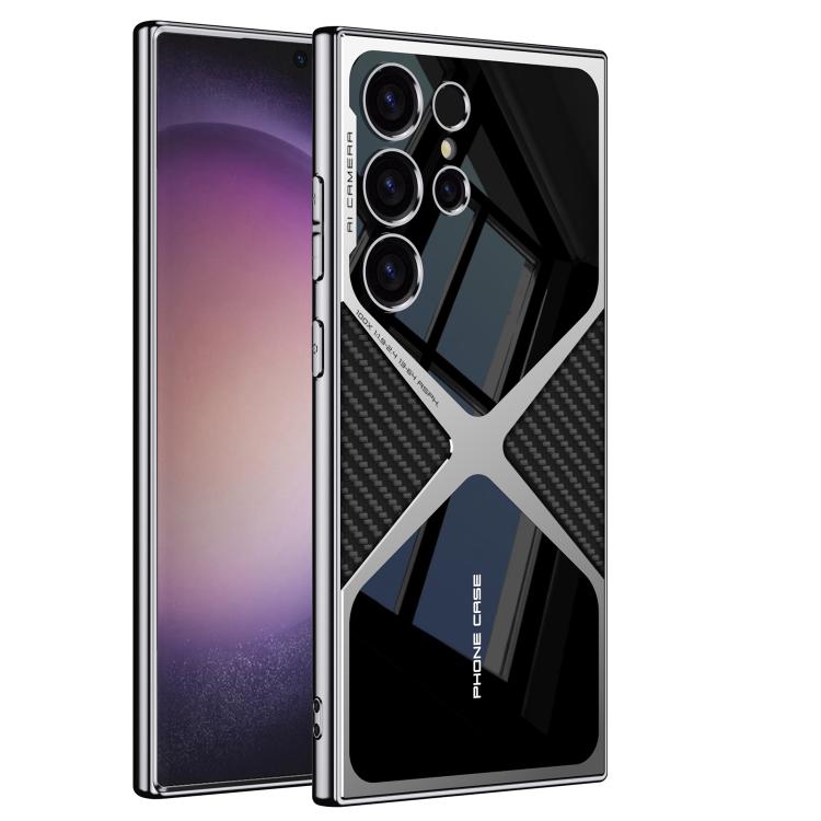 

For Samsung Galaxy S25 Ultra 5G GKK Leather Electroplating Supersonic Speed Shockproof Phone Case(Carbon Fibre)