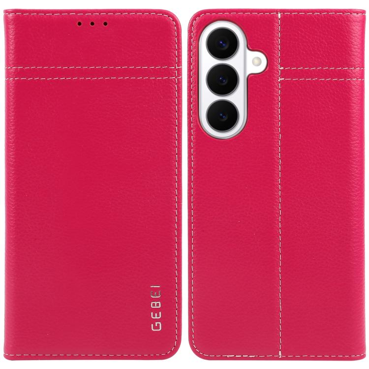 For Galaxy S26 5G GEBEI Top-grain Horizontal Flip Leather Phone Case(Rose Red) — купить у Sunsky-online WW