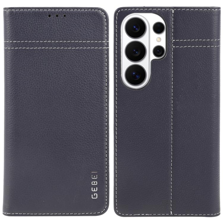 

For Galaxy S26 Ultra 5G GEBEI Top-grain Horizontal Flip Leather Phone Case(Blue)