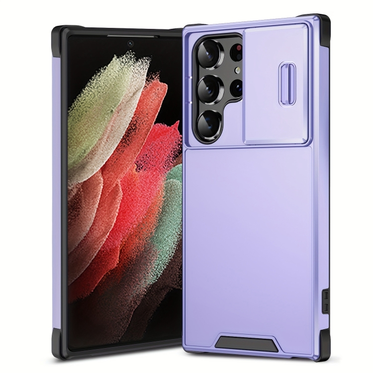 

For Samsung Galaxy S21 Ultra 5G Sliding Camshield TPU + PC Phone Case(Purple)
