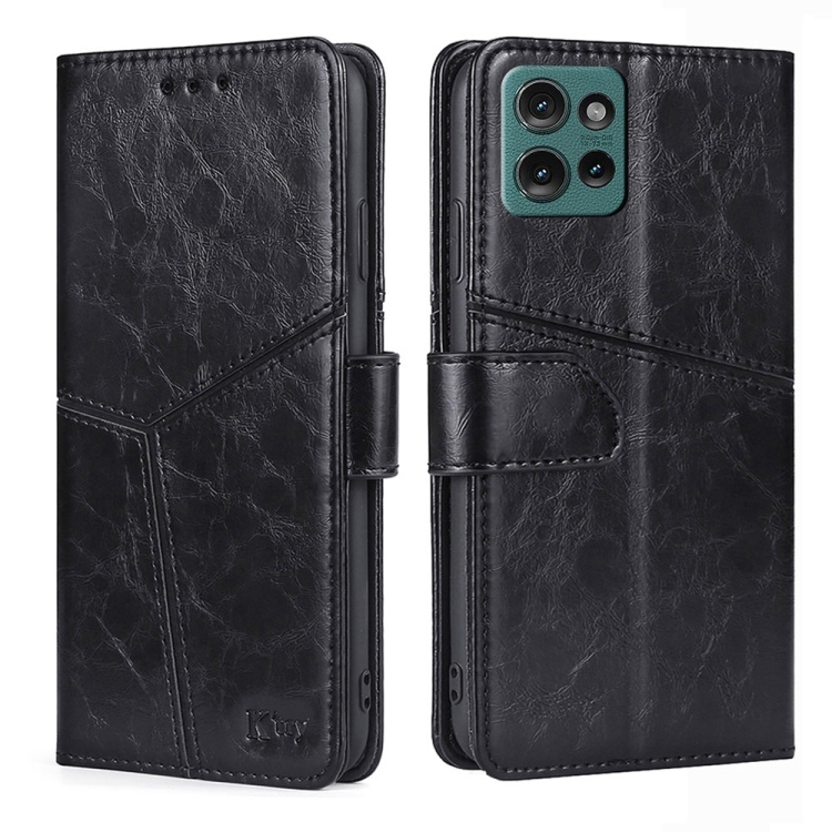 

For Motorola Edge 50 5G Geometric Stitching Leather Phone Case(Black)