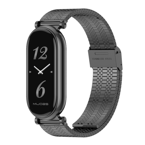 For Xiaomi Mi Band 8 Mijobs GT4 Metal Watch Band(Black) 3cm width real vachetta calfskin braided handle strap for designer women handbag lady ne0n0e bucket bag 5 different length
