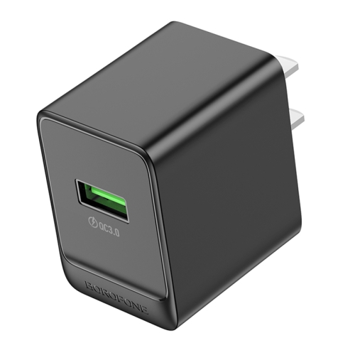 

BOROFONE BAS12 Erudite 18W QC3.0 USB Single Port Charger, US Plug(Black)