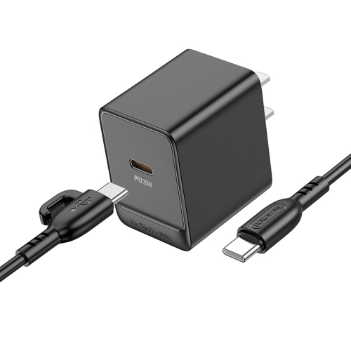 

BOROFONE BAS13 Erudite PD 20W USB-C / Type-C Single Port Charger with 1m Type-C to Type-C Cable, US Plug(Black)