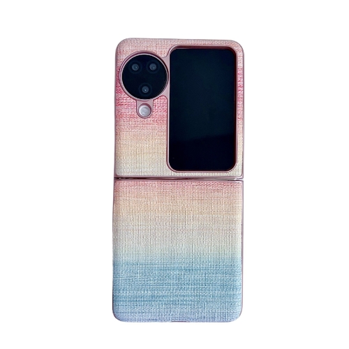 

For OPPO Find N3 Flip Illusory Color Leather Texture PC Phone Case(Pink)