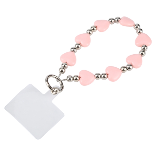 

Mobile Phone Anti-lost Love Heart Bead Chain Short Lanyard(Pink)