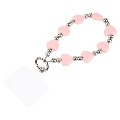 

Mobile Phone Anti-lost Love Heart Bead Chain Short Lanyard(Pink)