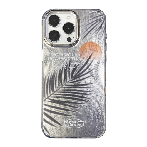 

For iPhone 15 Pro Illustration Pattern Radiation Design Full Coverage Shockproof Phone Case(Sunset Frond)