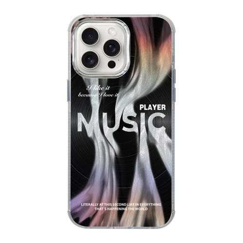 

For iPhone 15 Pro Illustration Pattern Radiation Design Full Coverage Shockproof Phone Case(Music Records)