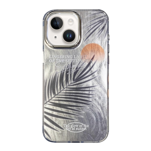 

For iPhone 15 Illustration Pattern Radiation Design Full Coverage Shockproof Phone Case(Sunset Frond)