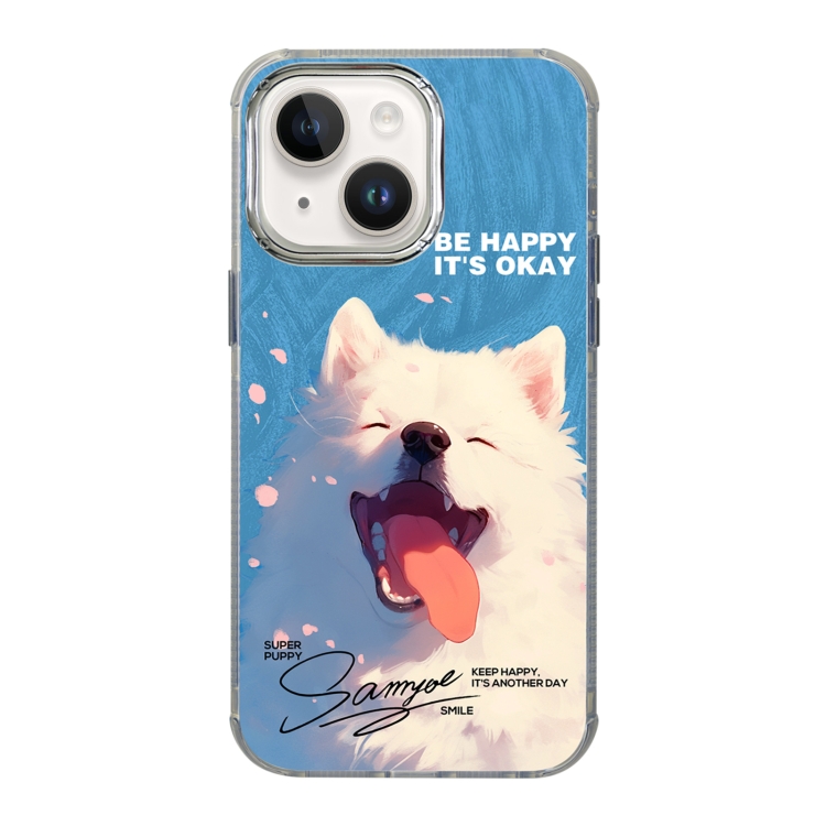 

For iPhone 14 Illustration Pattern Radiation Design Full Coverage Shockproof Phone Case(Dog)