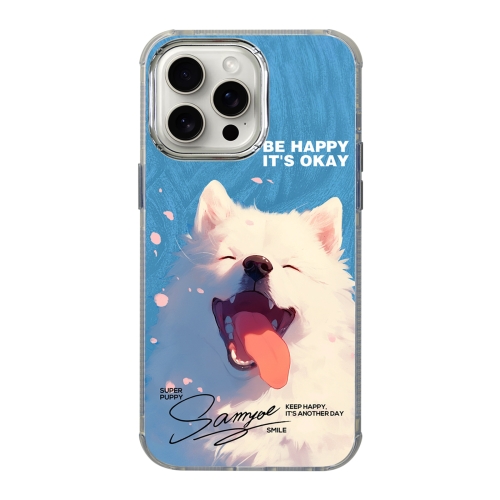 

For iPhone 14 Pro Illustration Pattern Radiation Design Full Coverage Shockproof Phone Case(Dog)