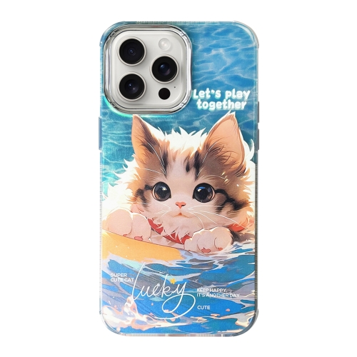 

For iPhone 14 Pro Illustration Pattern Radiation Design Full Coverage Shockproof Phone Case(Cat)