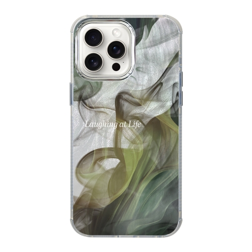 

For iPhone 13 Pro Illustration Pattern Radiation Design Full Coverage Shockproof Phone Case(Green Wash Painting)
