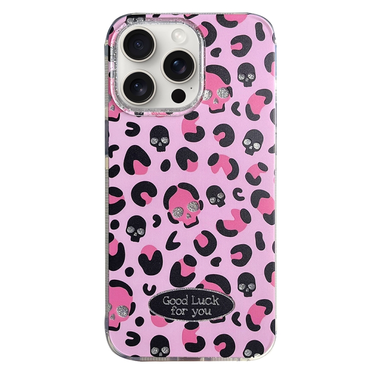 

For iPhone 15 Pro Glitter Powder Leopard Print PC + TPU Phone Case(Pink)