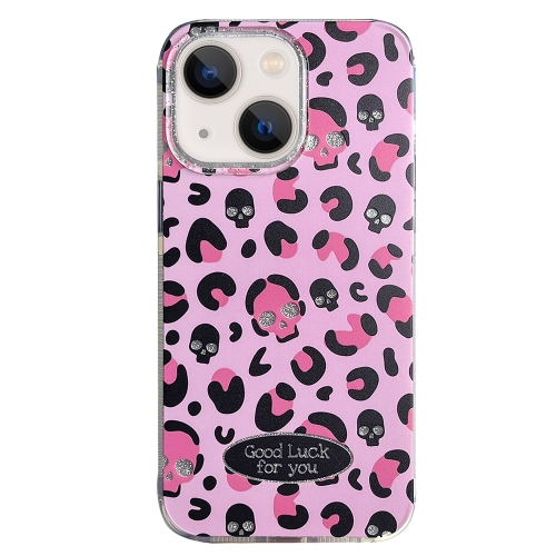 

For iPhone 13 Glitter Powder Leopard Print PC + TPU Phone Case(Pink)