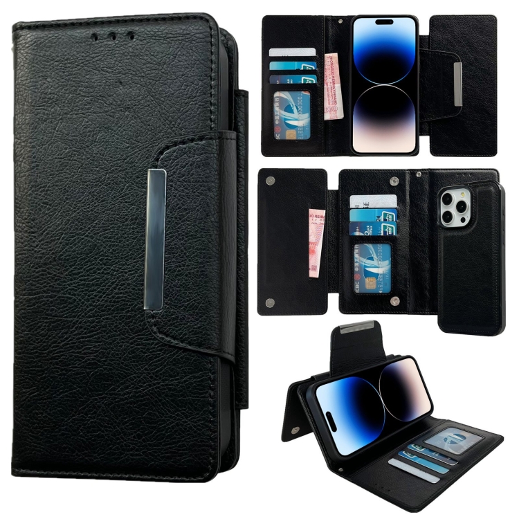 

For iPhone 14 Pro Multifunctional Seven Cards Wallet Leather Phone Case(Black)