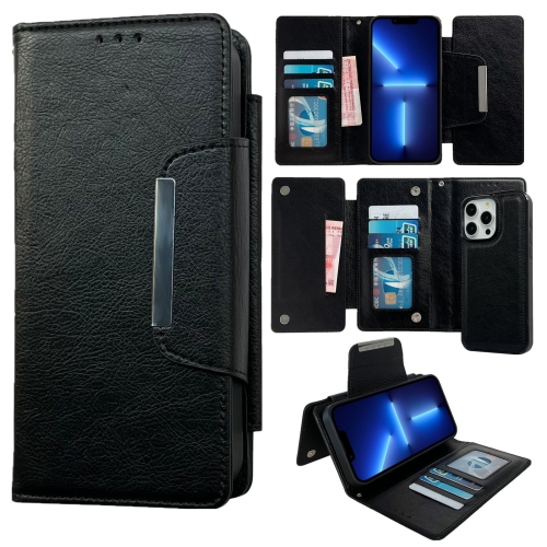 

For iPhone 13 Pro Multifunctional Seven Cards Wallet Leather Phone Case(Black)