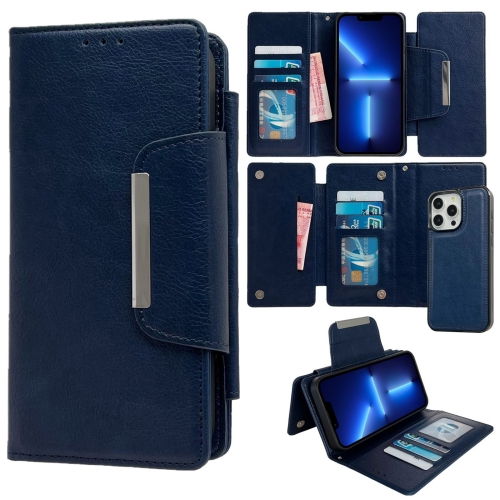 

For iPhone 13 Pro Multifunctional Seven Cards Wallet Leather Phone Case(Royal Blue)