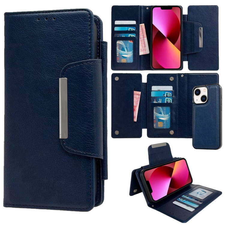 

For iPhone 13 Multifunctional Seven Cards Wallet Leather Phone Case(Royal Blue)