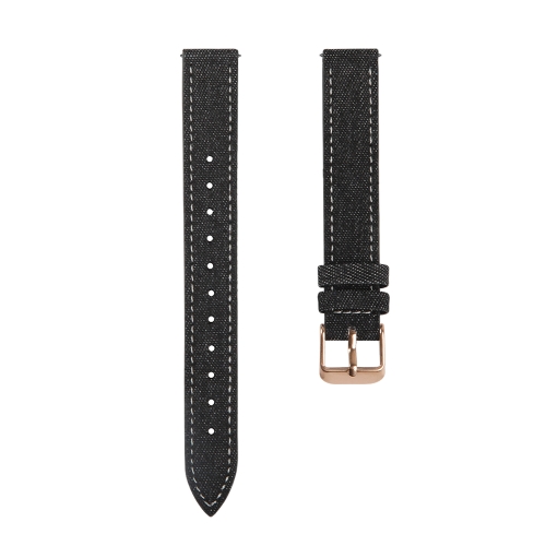

For Garmin Lily 2 14mm Linen Fabric Leather Watch Band(Black)