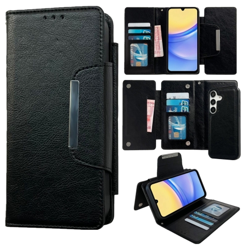 

For Samsung Galaxy A15 4G/5G Multifunctional 7-Card Wallet Leather Phone Case(Black)