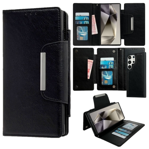 

For Samsung Galaxy S24 Ultra 5G Multifunctional 7-Card Wallet Leather Phone Case(Black)