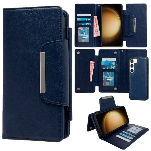 

For Samsung Galaxy S23 5G Multifunctional 7-Card Wallet Leather Phone Case(Royal Blue)