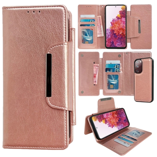 

For Samsung Galaxy S20 FE Multifunctional 7-Card Wallet Leather Phone Case(Rose Gold)