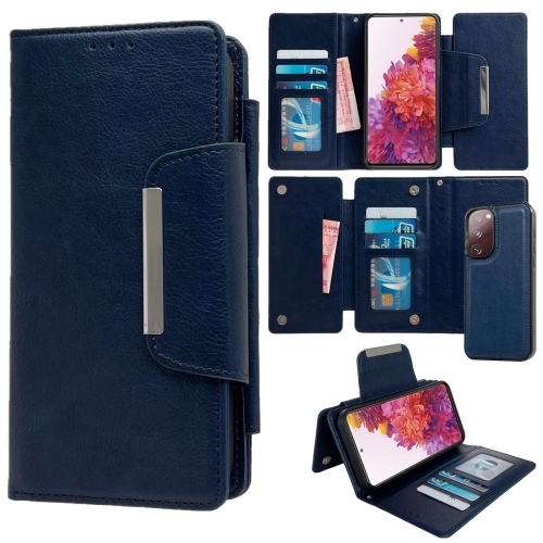 

For Samsung Galaxy S20 FE Multifunctional 7-Card Wallet Leather Phone Case(Royal Blue)